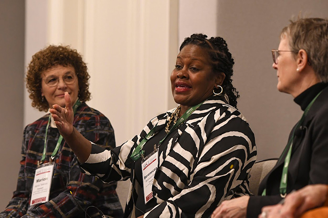 Presidents Marion A. Terenzio, Berenecea Johnson Eanes, and Kristin G. Esterberg present at the 2022 Annual Conference.