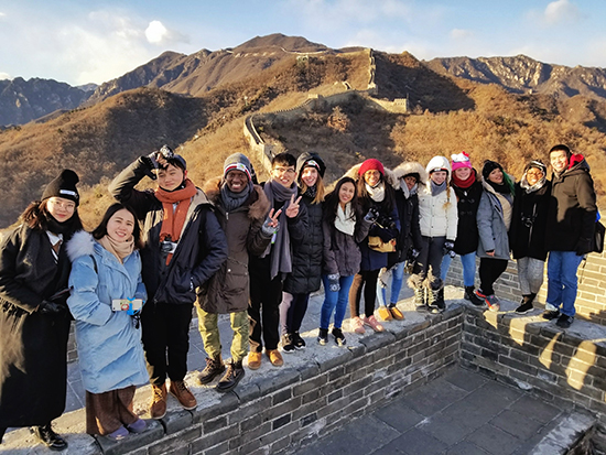 Student participants at the Great Wall of China.