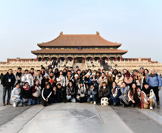 ASCU students at the Forbidden Palace with Chinese colleagues.