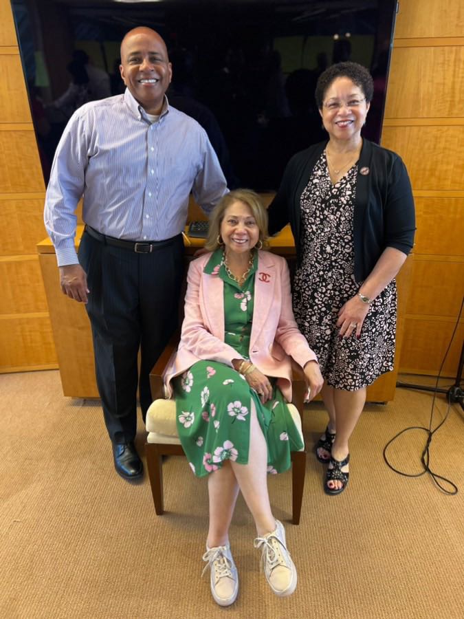 Dr. Garcia with incoming board chair Ron Rochon and outgoing board chair, Heidi Anderson.