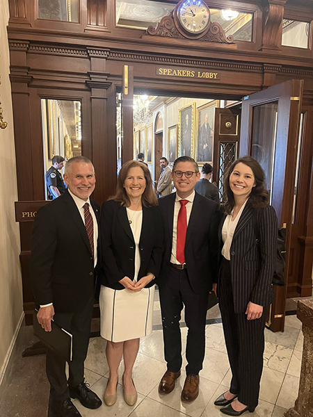 President Jim Wohlpart and Andrew Morse and Alethia Miller from Central Washington University meet with Rep. Kim Schrier (D-WA).