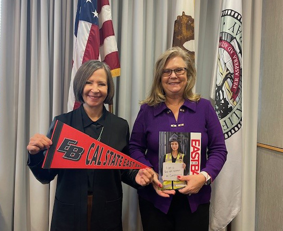 President Cathy Sandeen of California State University, East Bay with mentee Britt Rios-Ellis, executive vice president for academic affairs and provost, Oakland University.