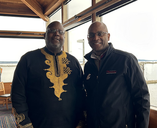 2023-2024 MLI participant Robert Williams of California State University, East Bay with mentor Paul Pitre, chancellor of Washington State University Everett.