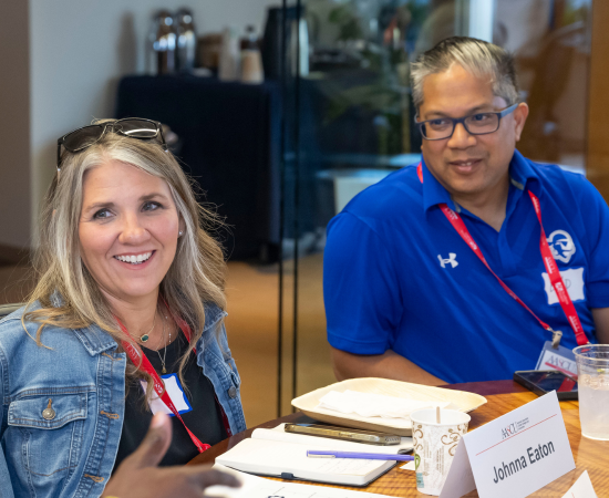 Johnna Eaton and John Montemayor participate in a 2024 ELP cohort breakout discussions.