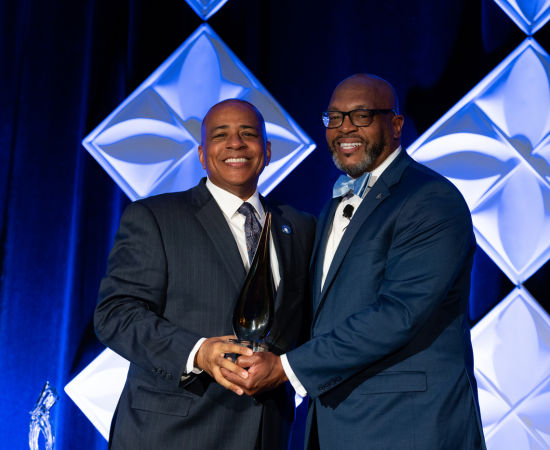 Cal State Fullerton's Ron Rochon introduced Brian O. Hemphill of Old Dominion University (VA) at the 2024 Annual Conference.