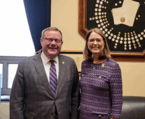Chancellor Kelli R. Brown and Tim Moore (R-NC).