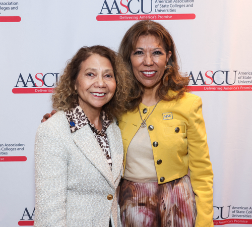 CSU Chancellor Mildred García introduced Cynthia Teniente-Matson of San José State University at the 2025 Annual Conference.