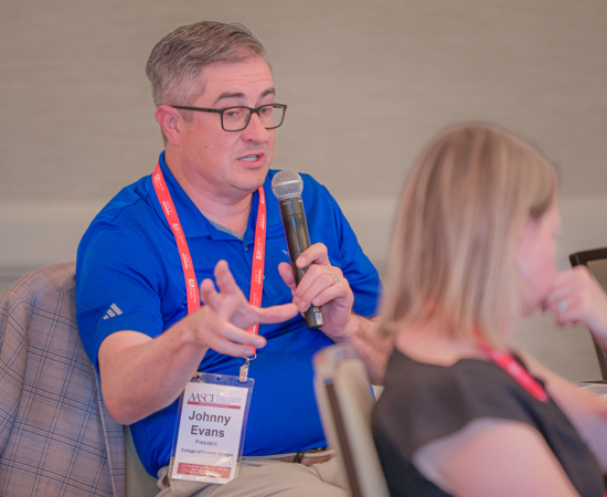 Johnny Evans of the College of Central Georgia poses a question to the group.