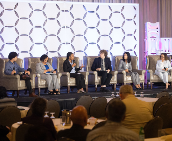Panelists discuss "Leading for Democracy on America's Campuses" at the 2026 Summer Meeting.